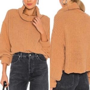 Free People Be Yours Pull Over Sweater in Camel